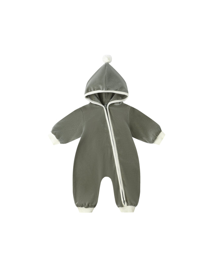 QUINCY MAE: VELOUR ZIP JUMPSUIT || FOREST