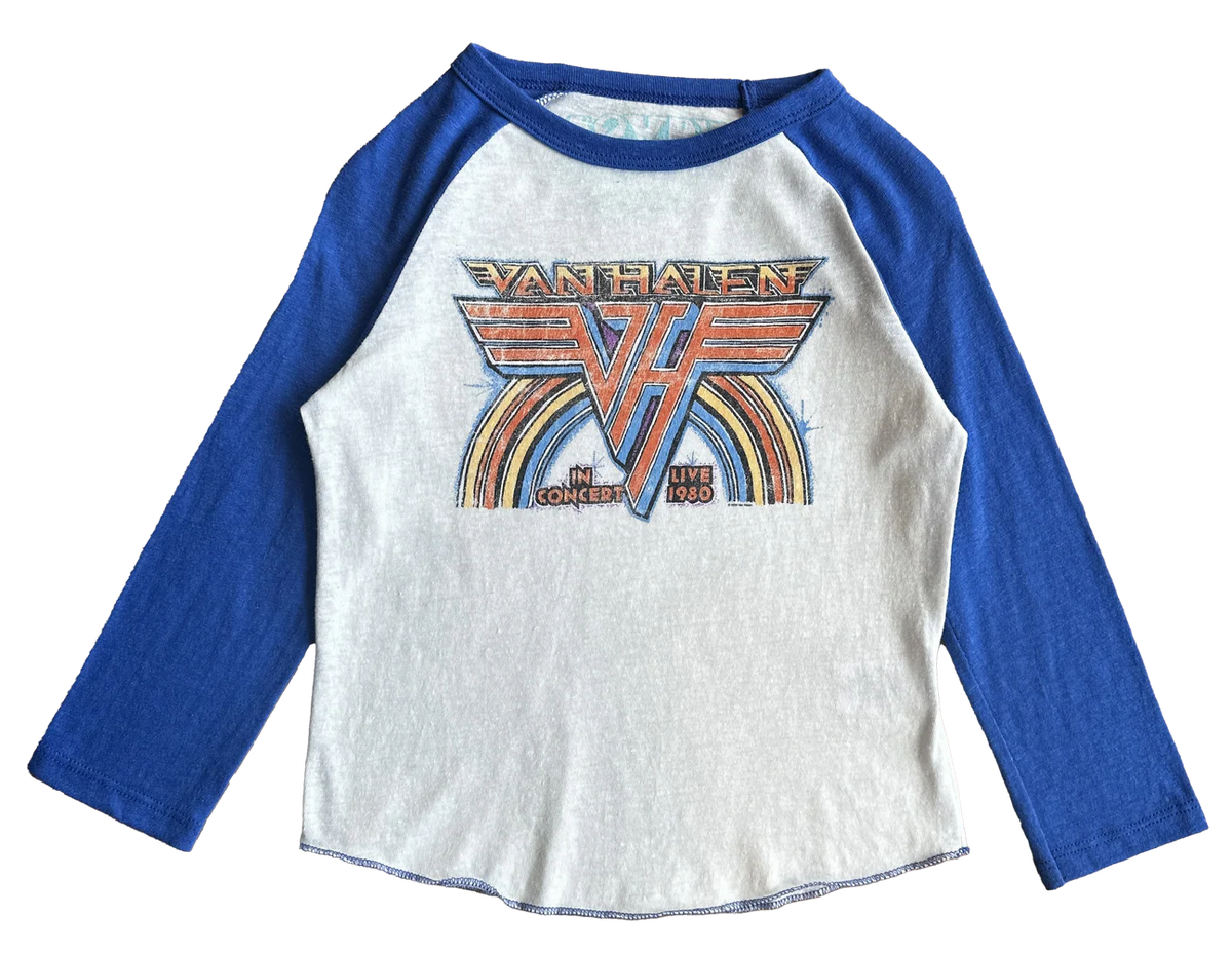 ROWDY SPROUT: VAN HALEN 1980 LIVE IN CONCERT RAGLAN - VINTAGE WHITE/ROYAL BLUE