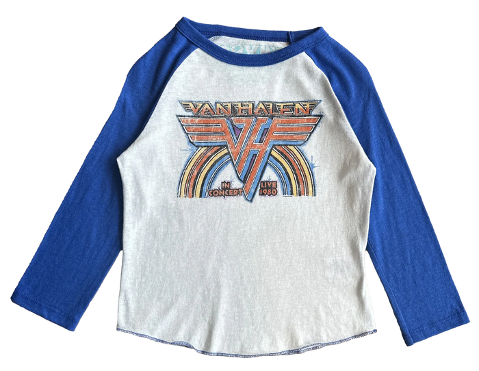 ROWDY SPROUT: VAN HALEN 1980 LIVE IN CONCERT RAGLAN - VINTAGE WHITE/ROYAL BLUE