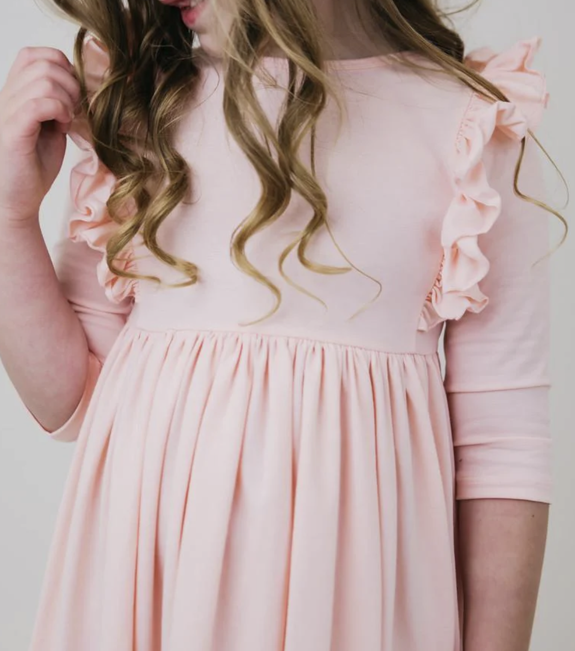 MILA & ROSE: PETAL PINK RUFFLE TWIRL DRESS