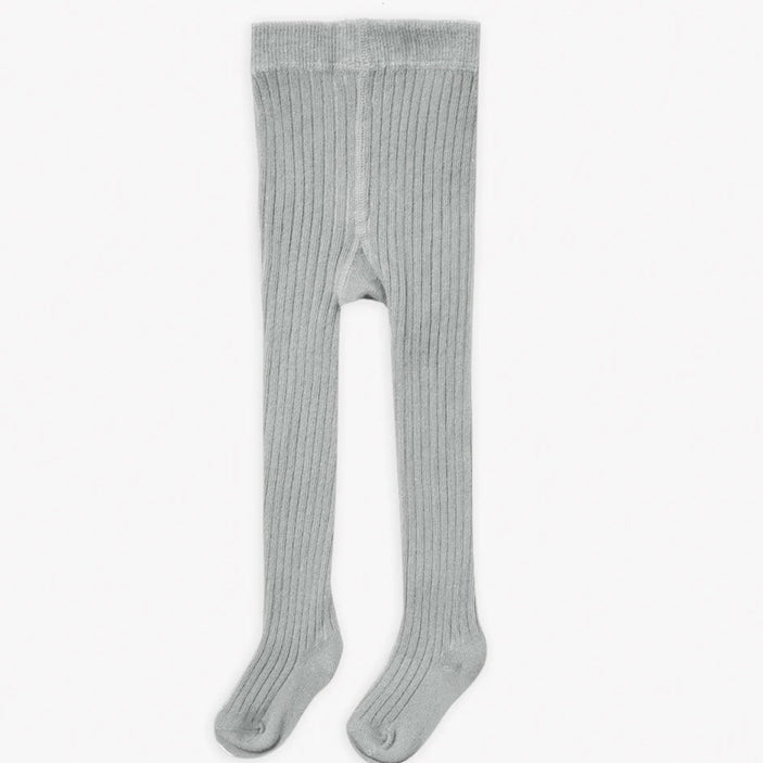 QUINCY MAE: SOLID RIBBED TIGHTS - DUSTY BLUE