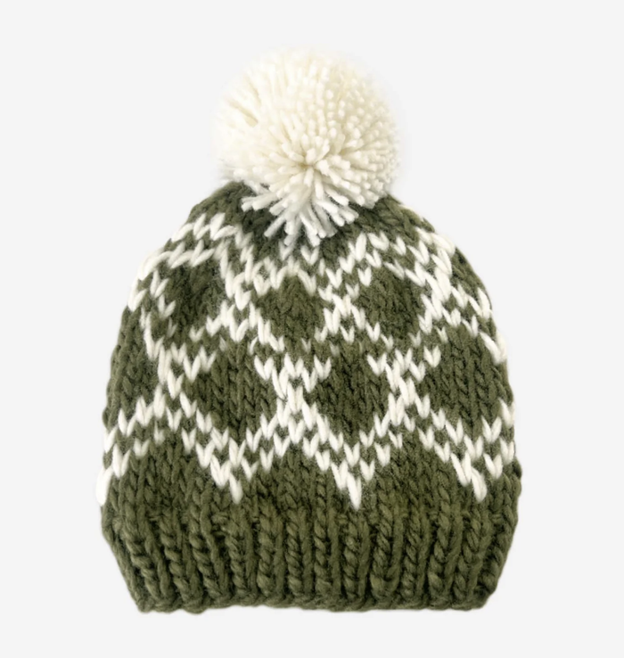 THE BLUEBERRY HILL: DIAMOND FAIR ISLE HAT - OLIVE