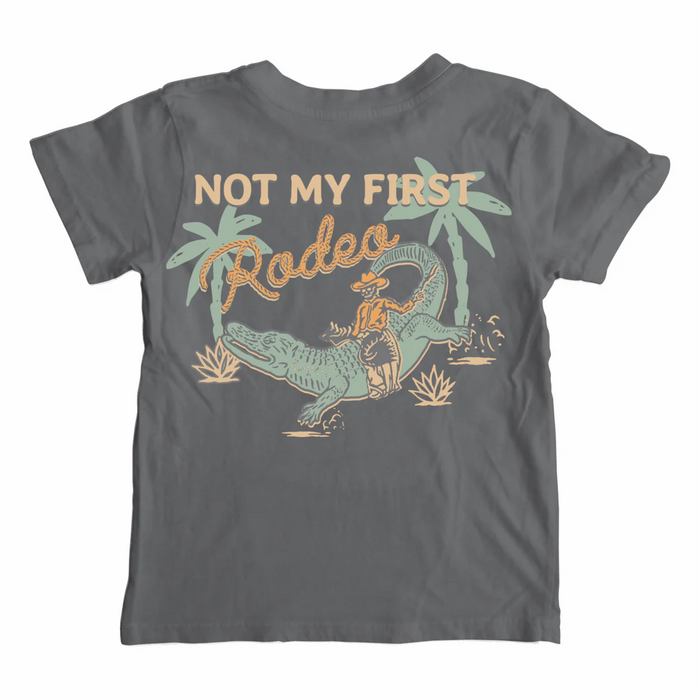 TINY WHALES: NOT MY FIRST RODEO COTTON JERSEY TEE - VINTAGE BLACK