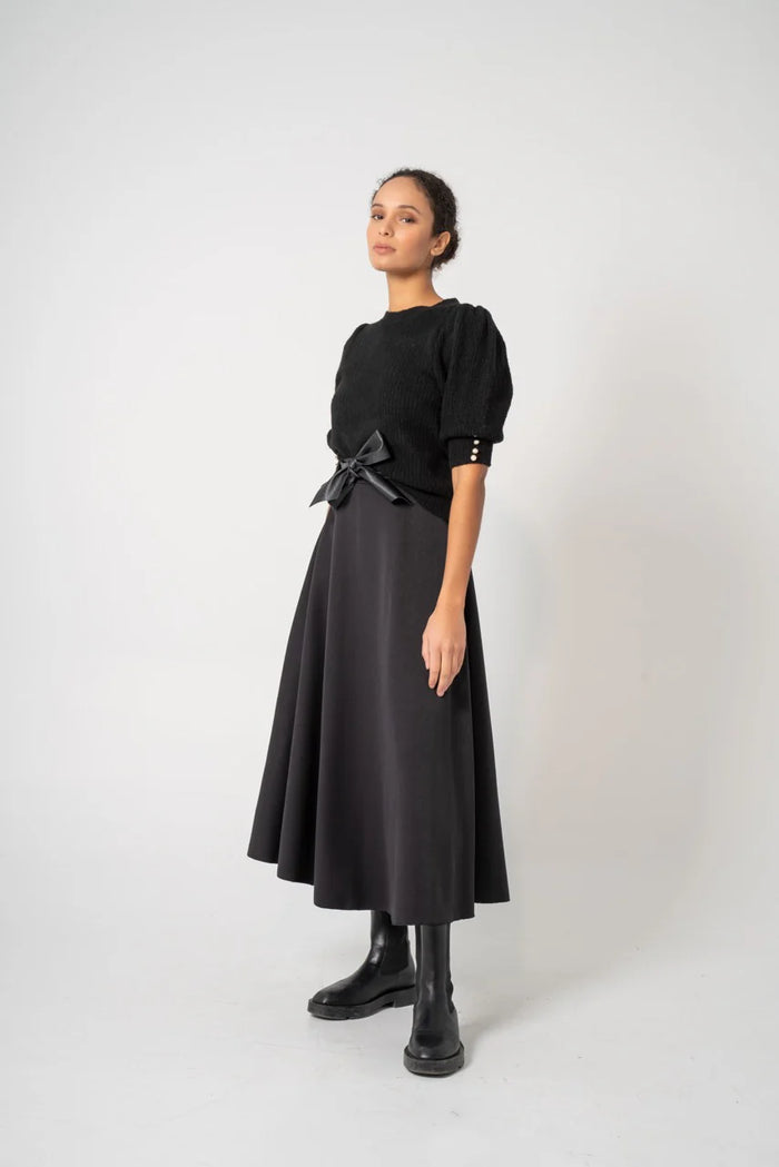 ASTRID: WOVEN SKIRT - BLACK