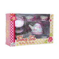 15-PIECE FANCY TIN TEA SET - BEAUTIFUL FLOWERS