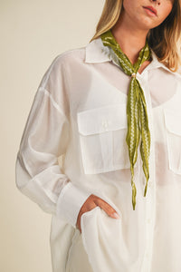 WHITE SHEER SHIRT WITH CARGO POCKETS