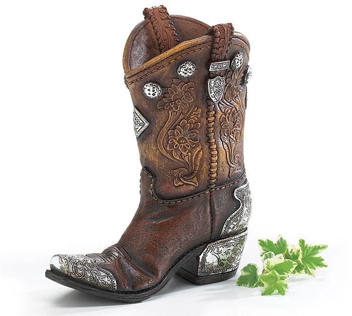 BOOTS N SPURS RESIN BOOT VASE