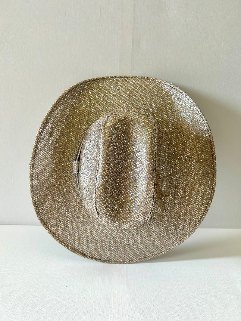 WILDER & SOUL: JAN WESTERN COWBOY HAT - CHAMPAGNE GLITTER