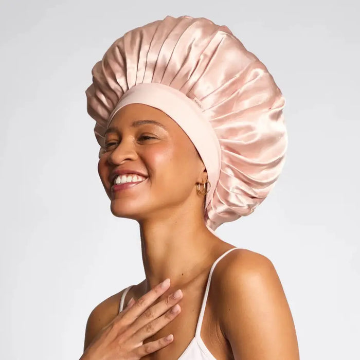 KITSCH: ADJUSTABLE OVERSIZED SATIN BONNET- BLUSH