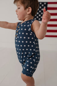 BABYSPROUTS: SLEEVELESS ROMPER - NAVY AMERICAN STARS