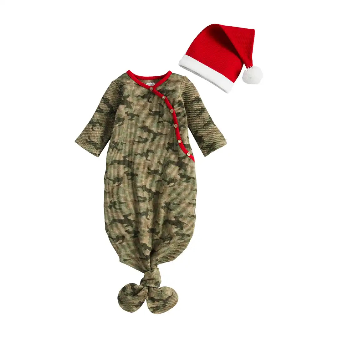 MUD PIE: MUD PIE "TAKE ME HOME" CAMO CHRISTMAS GOWN & HAT SET