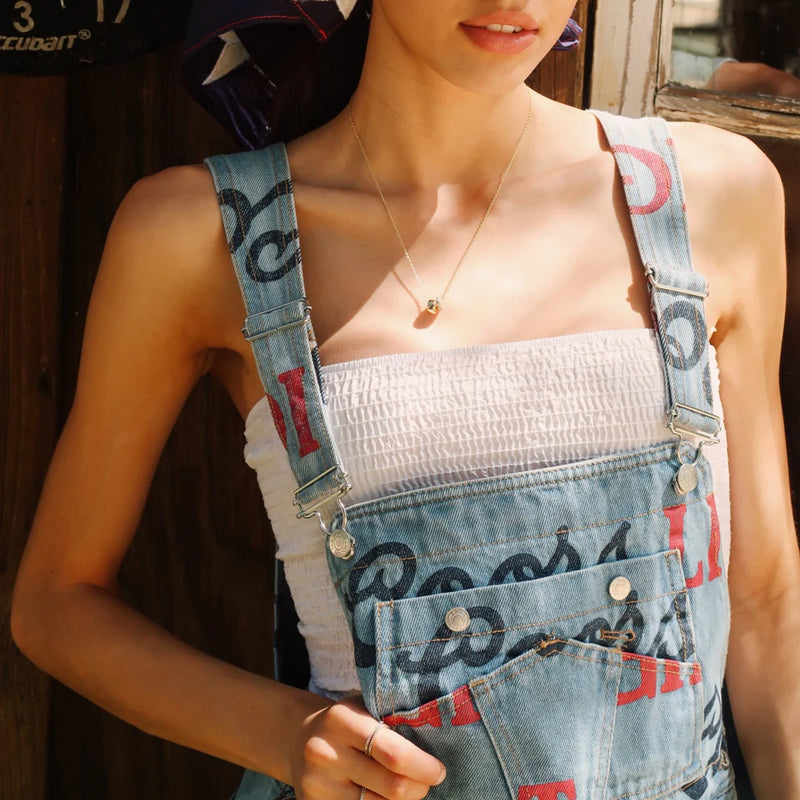 *PREORDER* THE LAUNDRY ROOM: COORS LIGHT BIG COLORS LOGO PRINTED DENIM SHORTALL - SALTON SEA