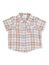 ANGEL DEAR: WESTERN PLAID SHORT SLEEVE WESTERN PEARL SNAP SHIRT