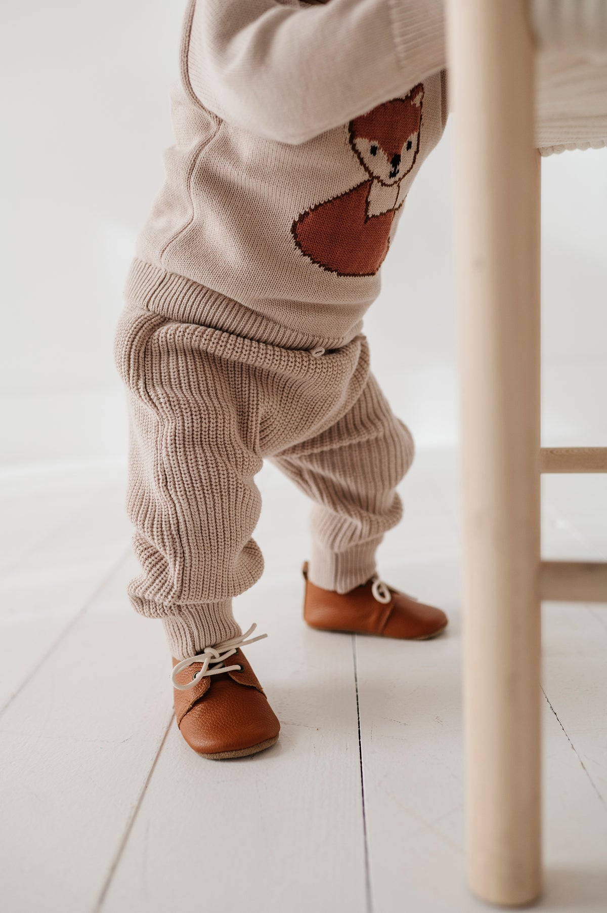 BABYSPROUTS: KNIT HOODIE & KNIT PANT SET - SAND