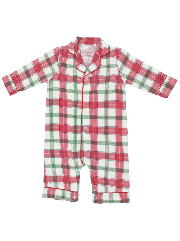 ANGEL DEAR: HOLIDAY PLAID - LONG SLEEVE COAT STYLE ROMPER