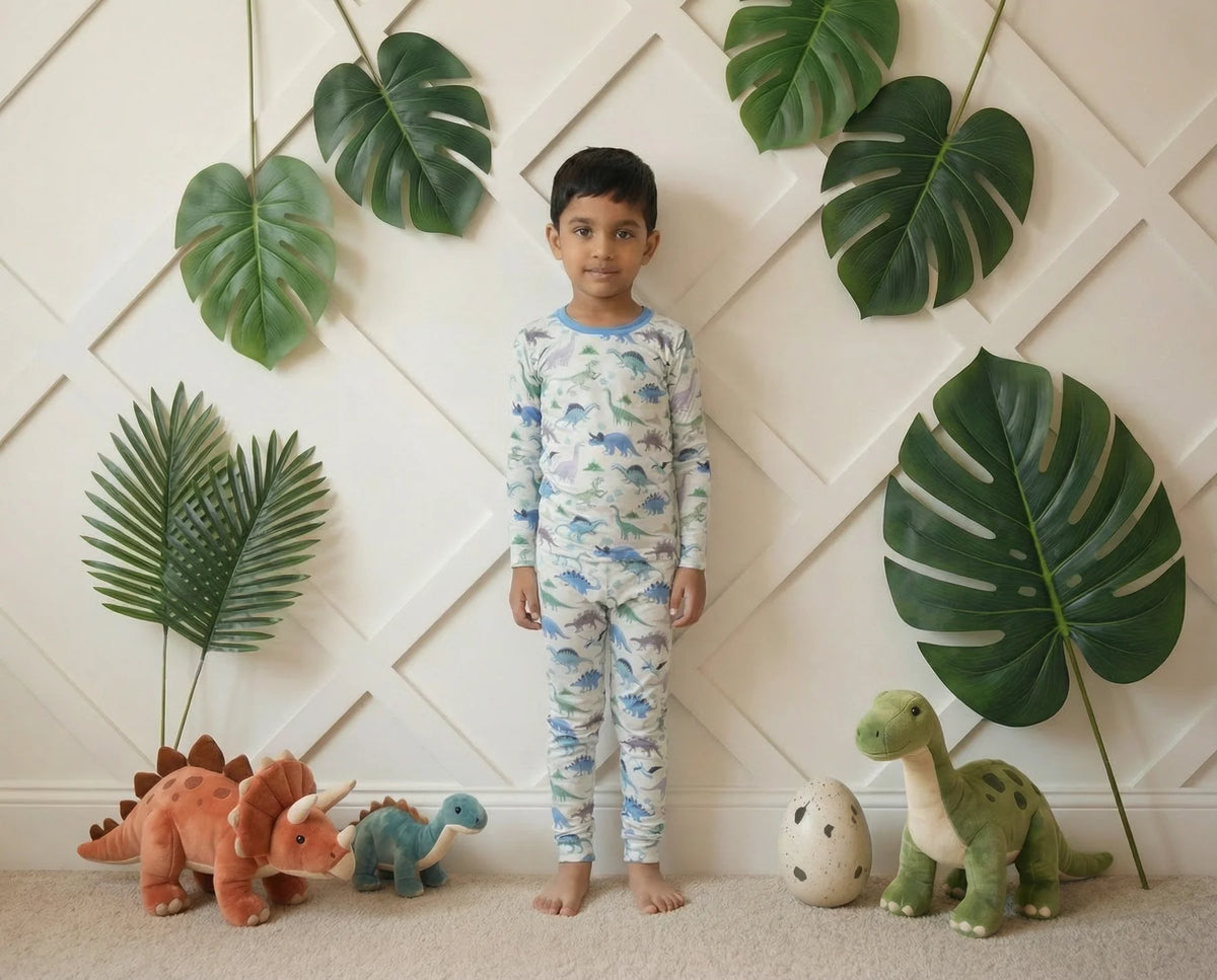 BESTAROO: DINO DAYDREAM LONG SLEEVE PAJAMA SET