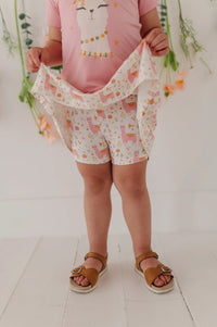 BABYSPROUTS: GIRL'S SHORT SLEEVE TEE AND SKORT LLAMA SET