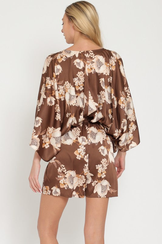 KIMONO SLEEVE ELASTIC-WAISTED ROMPER