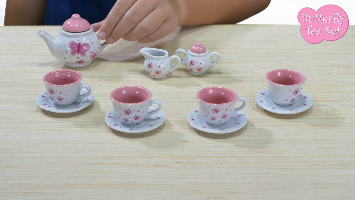 BUTTERFLY PORCELAIN TEA SET - 13-PIECE