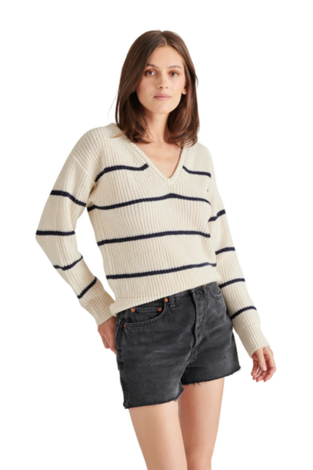 STEVE MADDEN: KAITLYN SWEATER - OATMEAL/VINTAGE BLACK