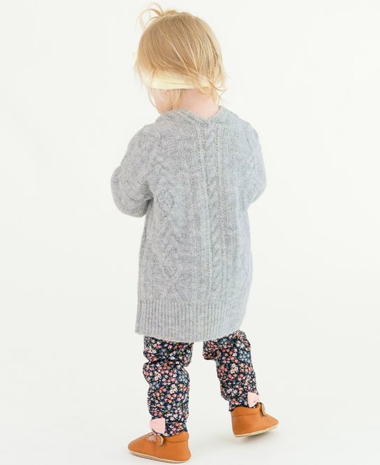 RUFFLE BUTTS: COZY SWEATER KNIT OPEN CARDIGAN - HEATHER LIGHT GRAY