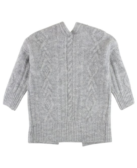 RUFFLE BUTTS: COZY SWEATER KNIT OPEN CARDIGAN - HEATHER LIGHT GRAY