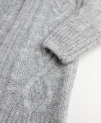 RUFFLE BUTTS: COZY SWEATER KNIT OPEN CARDIGAN - HEATHER LIGHT GRAY