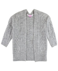 RUFFLE BUTTS: COZY SWEATER KNIT OPEN CARDIGAN - HEATHER LIGHT GRAY