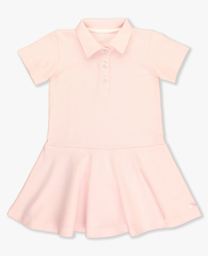 RUFFLE BUTTS: PIQUE POLO DRESS - PALE PINK