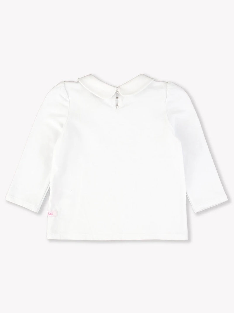 RUFFLE BUTTS: PETER PAN COLLAR LONG SLEEVE TOP - WHITE