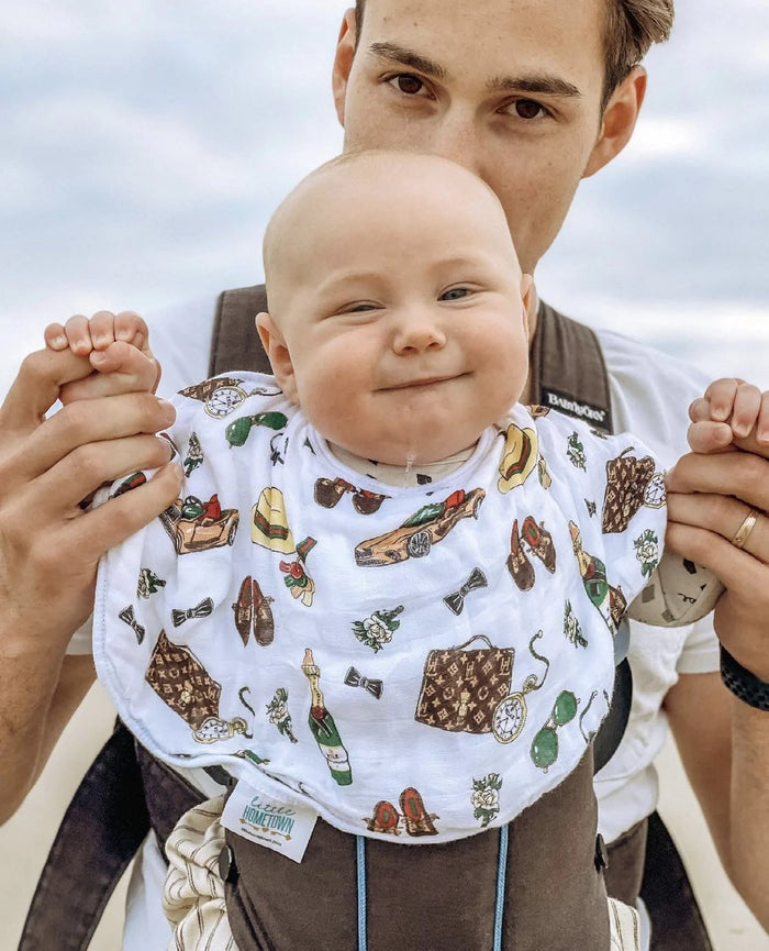 LITTLE HOMETOWN: DAPPER NAPPER 2-IN-1 BABY BURP CLOTH & BIB COMBO