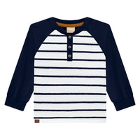 MILON: NAVY/CREAM LONG SLEEVE HENLEY & NAVY JOGGER SET