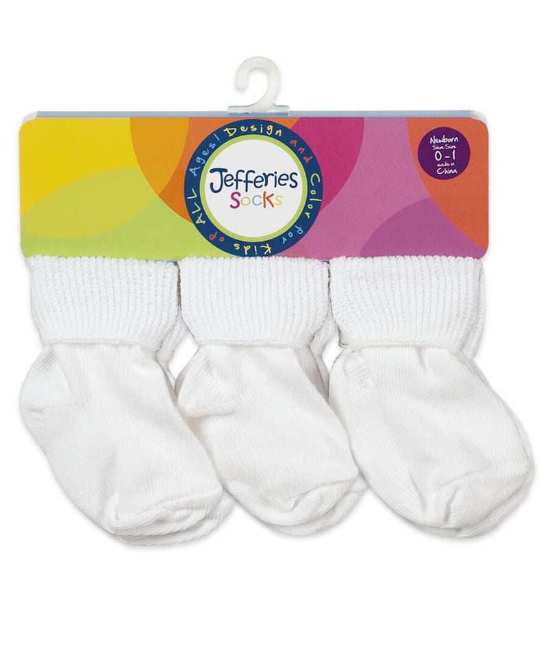 JEFFERIES SOCKS: CLASSIC TURN CUFF BOOTIE SOCKS (6-PACK) - WHITE