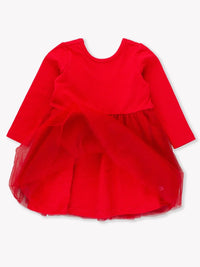 RUFFLE BUTTS: LONG SLEEVE TULLE TWIRL DRESS - RED