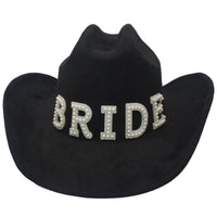 PEARL & RHINESTONE BRIDE PATCH MICROSUEDE COWBOY HATS