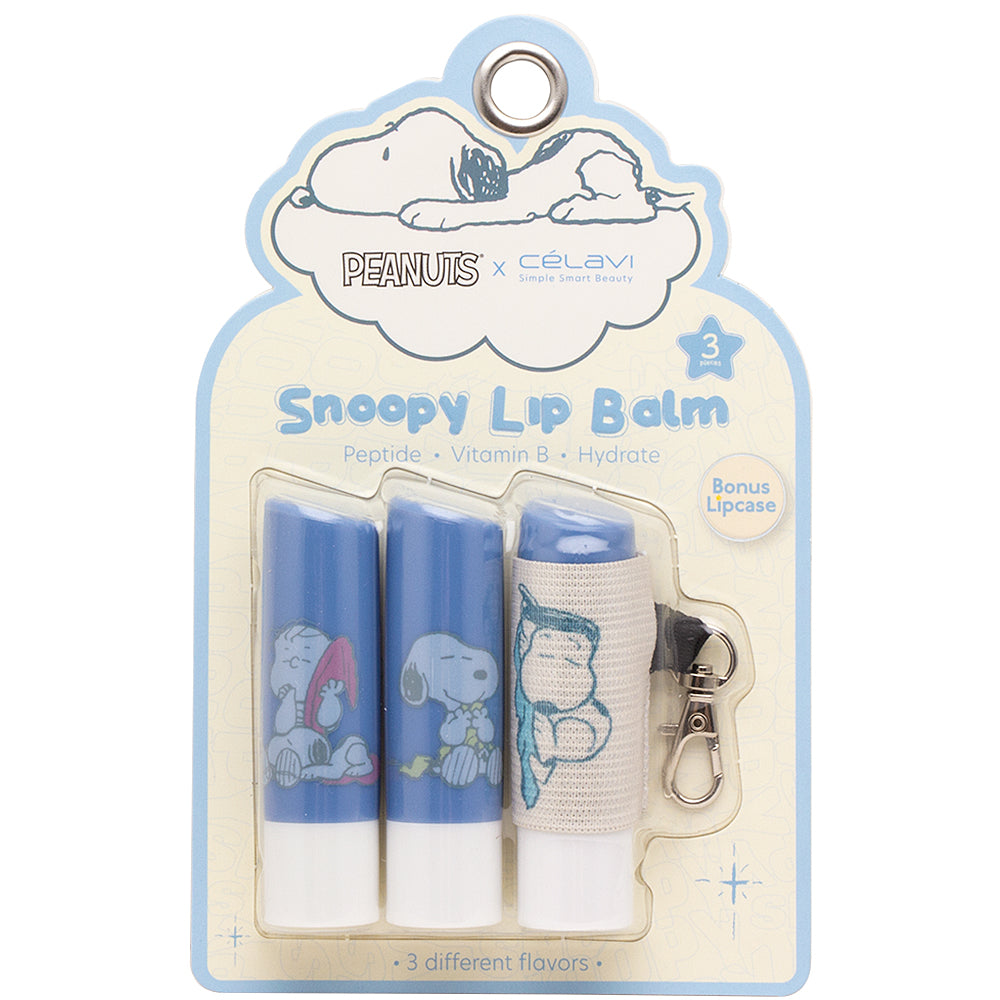 CELAVI X PEANUTS: SNOOPY 3PC LIP BALM WITH KEYCHAIN