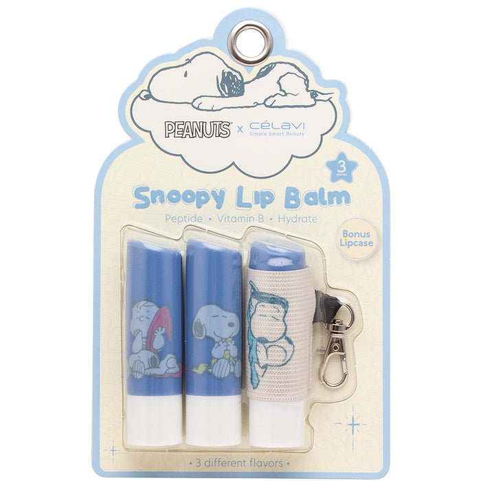 CELAVI X PEANUTS: SNOOPY 3PC LIP BALM WITH KEYCHAIN