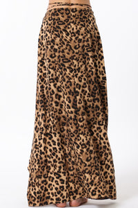 TIE FRONT MAXI SKIRT - LIGHT BROWN/BLACK LEOPARD