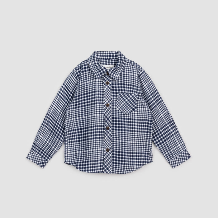MILES THE LABEL: BRUSHED FLANNEL CHECKERED SHIRT - NAVY
