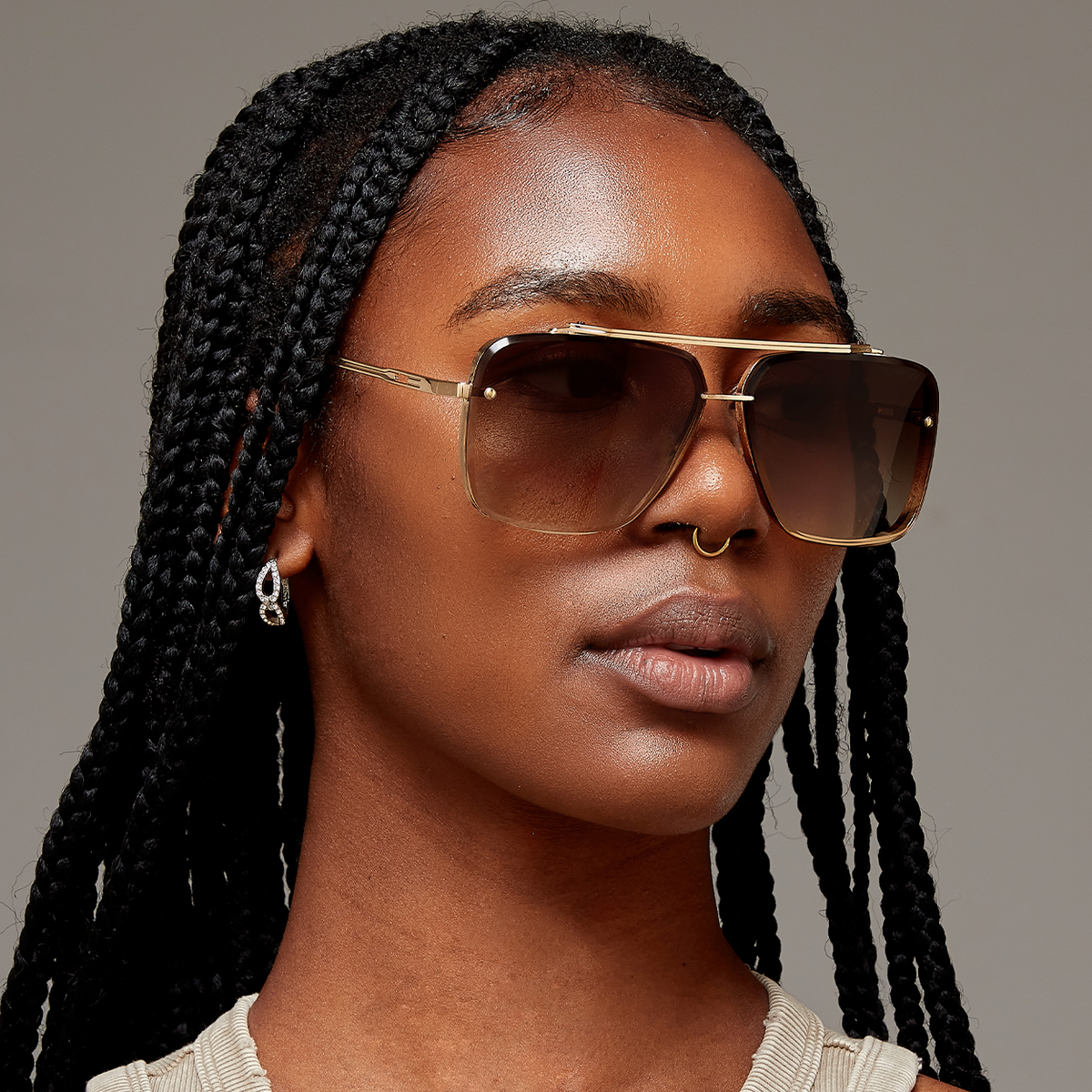TOPFOXX: SMALL BELLA COFFEE - TANGLE FREE AVIATOR SUNGLASSES