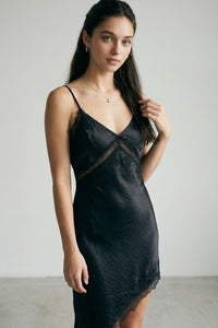 ASYMMETRICAL LACE-TRIM SLIP DRESS