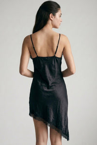 ASYMMETRICAL LACE-TRIM SLIP DRESS
