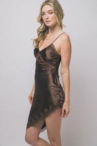 ASYMMETRICAL LACE-TRIM SLIP DRESS