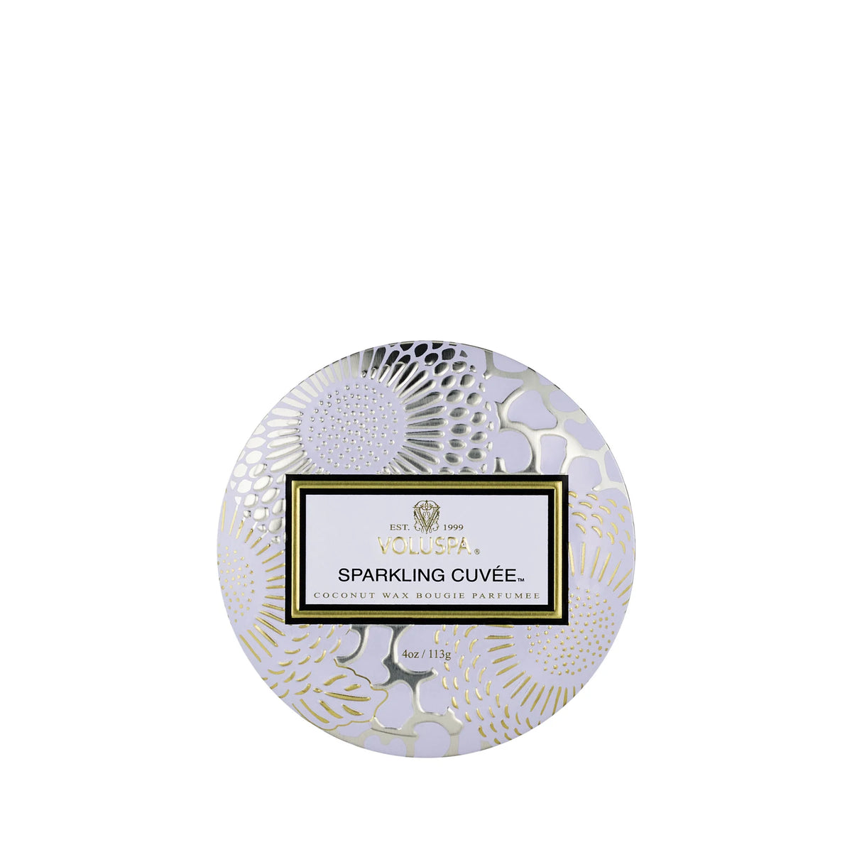 VOLUSPA: SPARKLING CUVÉE MINI TIN CANDLE - 4 OZ