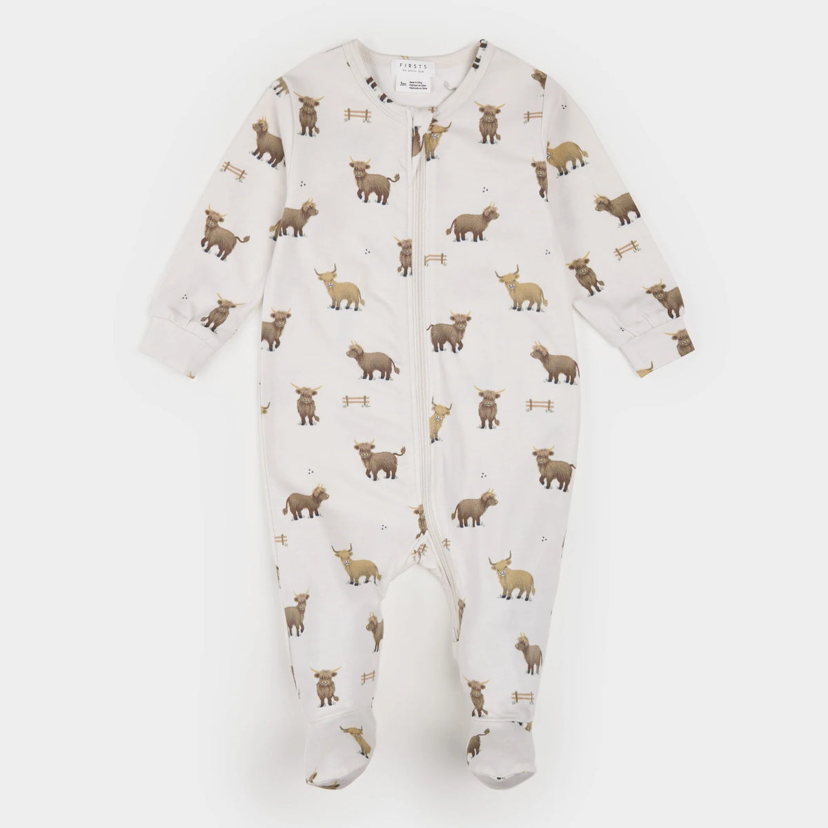 PETIT LEM: HIGHLAND COW FOOTED SLEEPER