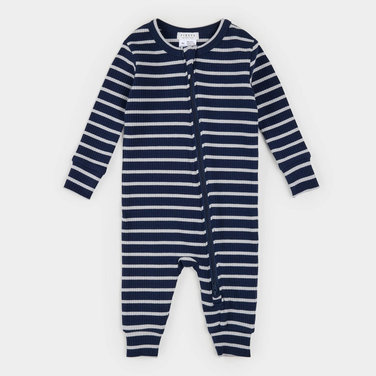 PETIT LEM: INDIGO STRIPPED MODAL RIB SLEEPER