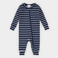 PETIT LEM: INDIGO STRIPPED MODAL RIB SLEEPER