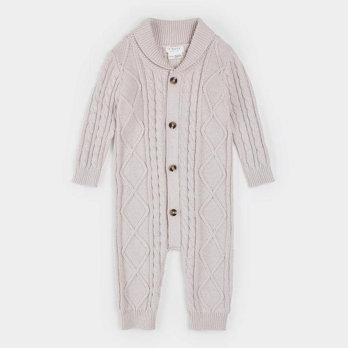 PETIT LEM: KNIT SWEATER PLAYSUIT - BEIGE