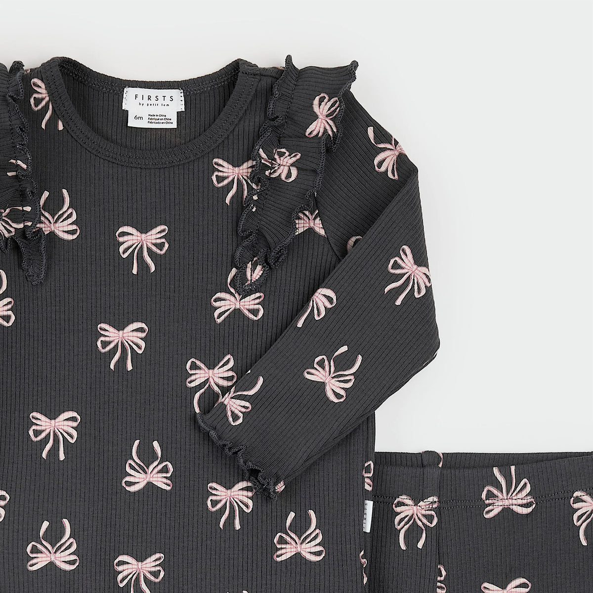 PETIT LEM: RIBBON PRINT FLARED LEGGING SET