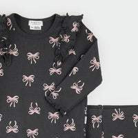 PETIT LEM: RIBBON PRINT FLARED LEGGING SET